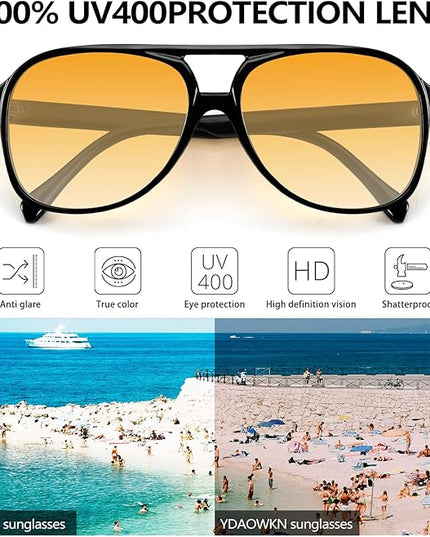 YDAOWKN Retro Aviator Sunglasses for Women Mens Large Frame Classic Vintage 70s Sun Glasses Aviators