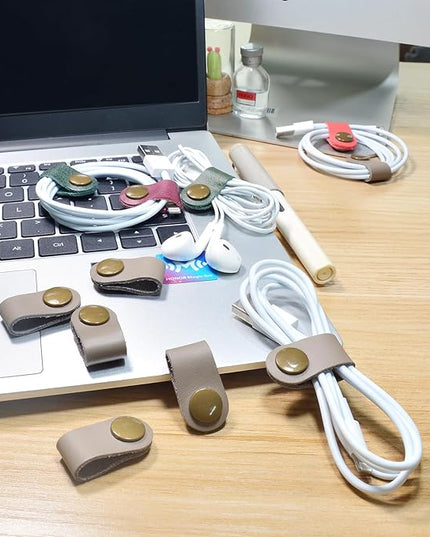 CAILLU Cord Organizer,Cord Keeper,Cable Organizer USB Holder,Cable Management,Cable Straps,Earbud case,wrap Headset Winder,Phone Earphone Clips Ties (gray Cord Organizer)