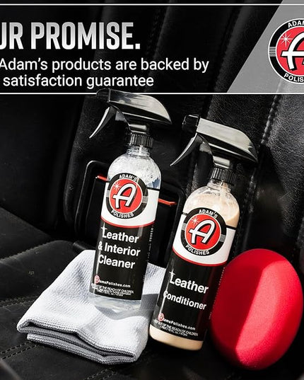 Adam's Polishes Leather Care Kit - Leather Cleaner & Conditioner Car Cleaning Supplies | UV Protection for Interior Accessories Steering Wheel Seat Dash Vinyl Shoe Polish Jacket