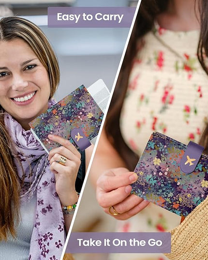 Passport Holder for Travel Essentials, RFID Blocking Leather Cover Wallet with Magnetic Closure, Aesthetic & Cute Passport Book Case for Women and Men - Violet