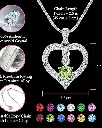 TRYNDI Birthstone Necklace for Women - Infinity 12 Months Birthstone Necklace, Christmas Gifts for Wife, Daughter, Girlfriend, Mom - Mother’s Day, Valentine’s, Anniversary, Birthday Gift for Her