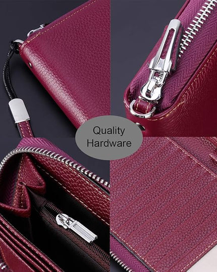 Lavemi Small Compact Women Wallet RFID Blocking Genuine Leather Bifold Purse with ID Windows