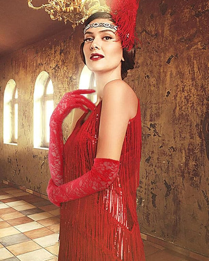 Campsis Floral Lace Gloves Long Lace Gloves