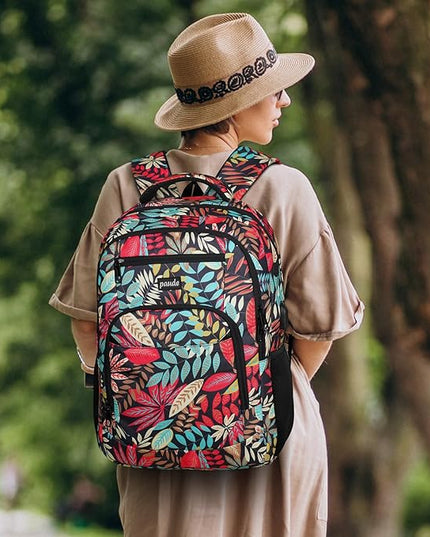 Paude Backpack Leaf Printing,Casual Backpack Bookbag Laptop Backpack with USB for College School Students Work Office Business
