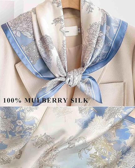 100% Mulberry Silk Scarf for Women Hair Lightweight Square Neckerchief Wrap For Head Scarves 21"