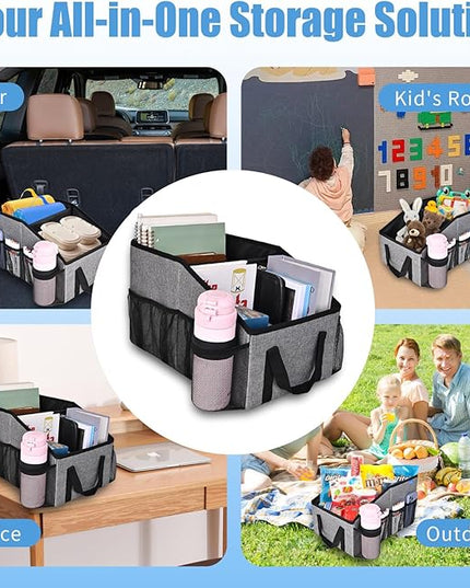 Smof Car Organizer- Car Seat Organizer for Front Seat Back Seat Between Seats, Foldable Car Storage Organizer for Kids Adults with Multi-Pockets-Car Organizers Backseat with Detachable Divider-Gray