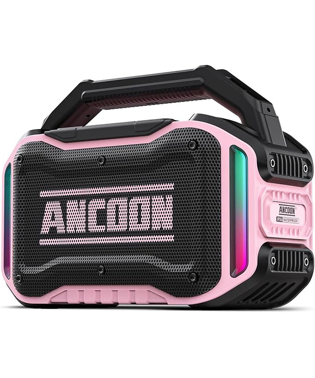 Speakers Bluetooth Wireless: 80W(Peak) Loud Speaker with Bass, 20H Playtime, IPX6 Waterproof, Large Jobsite Speakers for Work, Outdoor, Workshop, Garage, Portable Speaker with TWS (Pink)