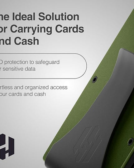 Hayvenhurst Wallet For Men - Reinvented Design Men's Wallet - Slim, Minimalistic & Seamless, Blocks RFID Scanners with a Money Clip (Matte Olive) | Reinvented Design, Slim, Minimalistic, Seamless, Blocks RFID Scanners, with a Money Clip
