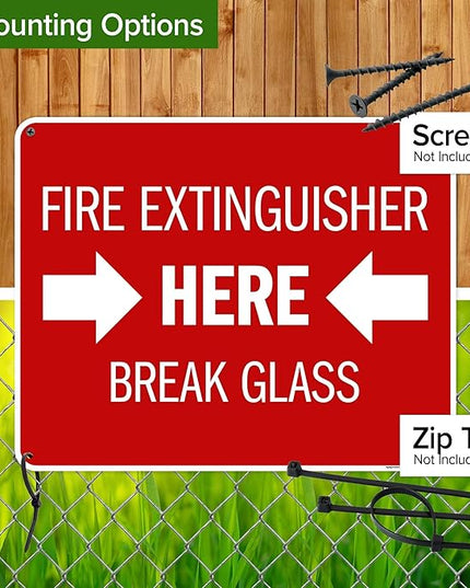 Fire Extinguisher Here Break Glass Sign, 24x30 Inches, 55 mil thick HDPS (high density polystyrene), Made in USA by My Sign Center