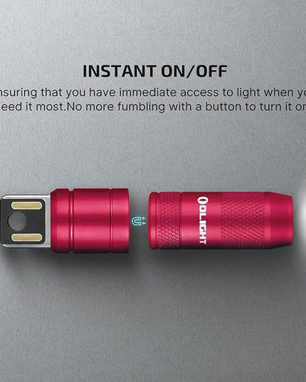 OLIGHT IMINI 2 EDC Rechargeable Keychain Flashlight, 50 Lumens Compact and Portable Mini LED Keyring Lights with Built-in Battery Ideal for Everyday Carry and Emergencies (Passionate Red)