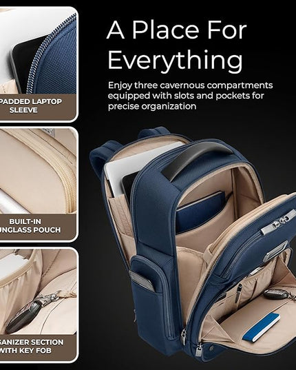 Briggs & Riley Large Cargo Backpack for Women & Men - Laptop Backpack, For Work & Travel, Spacious & Durable, Padded Straps, Fits up to 17" Laptop - @work Collection, Navy