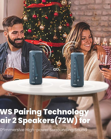 MIATONE Portable Bluetooth Speakers 36W Stereo Sound Bass Boost, 24H Playtime, Bluetooth 5.3 TWS Pairing Father Boy Friend Gifts for him Ideal Present (Blue)