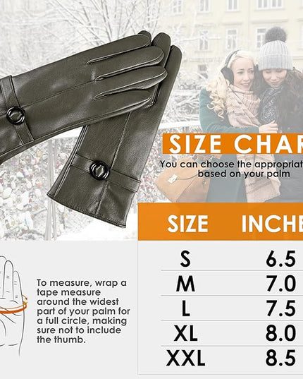 Dsane Womens Winter Leather Gloves Touchscreen Texting Warm Driving Lambskin Gloves for Christmas Gifts