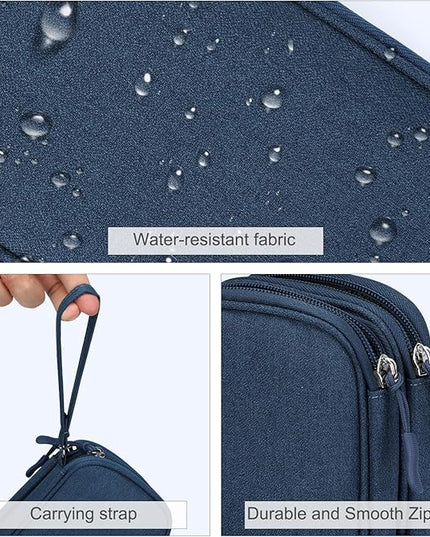 FYY Electronic Organizer, Travel Cable Organizer Bag Pouch Accessories Carry Case Portable Waterproof Double Layers All-in-One Storage for Cable, Cord, Charger, Phone, Earphone Navy