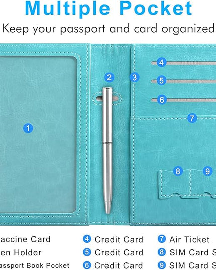 ACdream RFID BLOCKING Passport Holder Travel Wallet - Premium PU Leather Cover Passport book with Card Holder, Pen Slot, Keep Organization, and Travel Essentials for Women and Men, Blossom