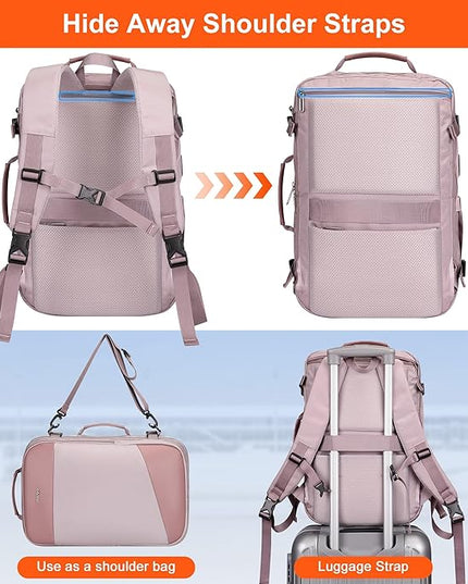 PIJUSHI Travel Backpack for Women Carry on Suitcase Backpack Flight Approved Personal Item Bag Fits 16 Inch Laptop(PE035 Light Purple)