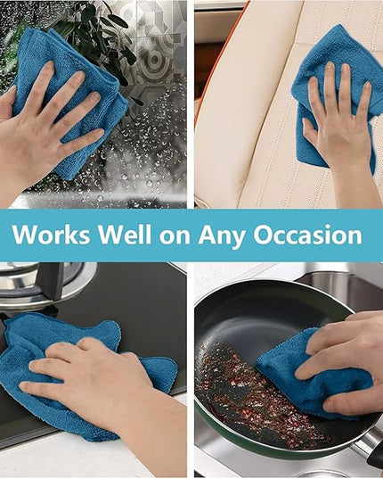 HOMEXCEL Navy Blue Microfiber Cleaning Cloth, 50 Pack Cleaning Towels for Kitchen, Lint Scratch Free, Highly Absorbent, and Reusable Cleaning Rags for House, Window and Glass, Cars, 11.5 X11.5 inch