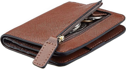 Toughergun Women’s Small Slim Leather Wallet with RFID Protection, Compact Bifold Mini Purse with Clear ID Window