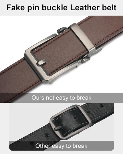 JUKMO 1.5" (38mm) Leather Ratchet Belt for Men in Gift Box