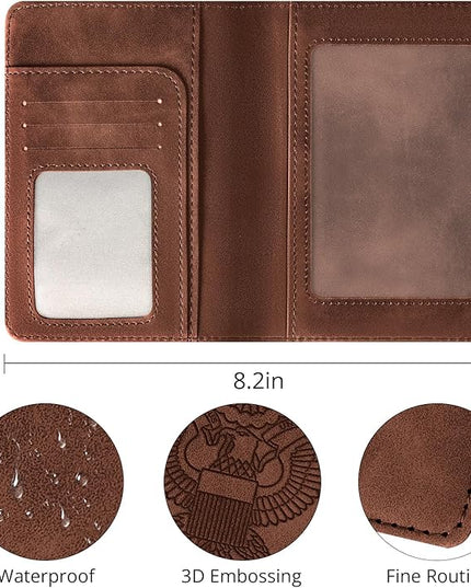 Passport Holder for Travel Essentials,RFID Blocking Passport Cover Wallet Card Case for Women and Men (Brown)