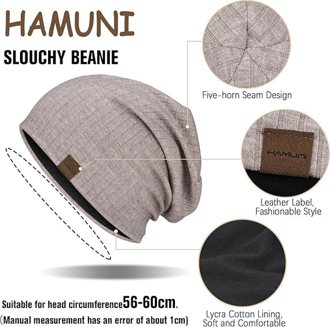 Slouchy Beanie for Men Women Soft Lightweight Running Beanie Hat Chemo Cap Skull Cap