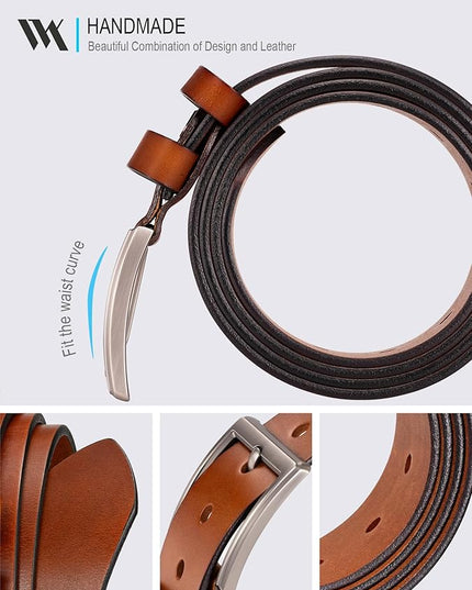 WOLFANT Men's 1.5" Full Grain Leather Belt,100% Italian Real Solid Leather