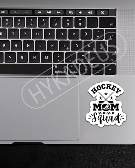 (3PCS) Hockey Mom Stickers – Hockey Mom Squad Vinyl Decals Waterproof for Laptop, Water Bottle, Tumbler, Phone – Hockey Gift for Moms, Mama, Mother – Size 3" x 2.7"