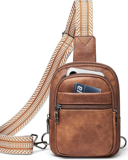 Sling Bag For Women Faux Leather Small Casual Daypack Backpack Fanny Pack Crossbody Chest Bags Purse