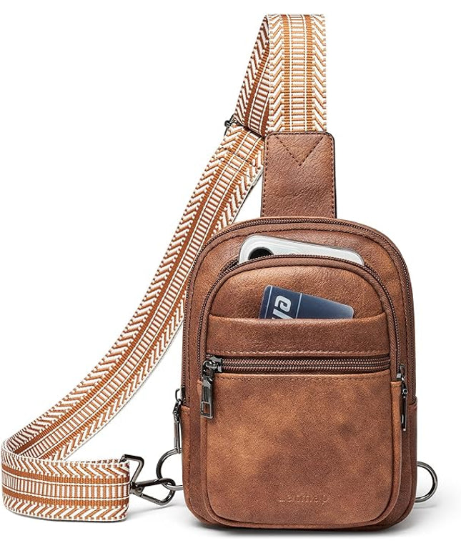 Sling Bag For Women Faux Leather Small Casual Daypack Backpack Fanny Pack Crossbody Chest Bags Purse