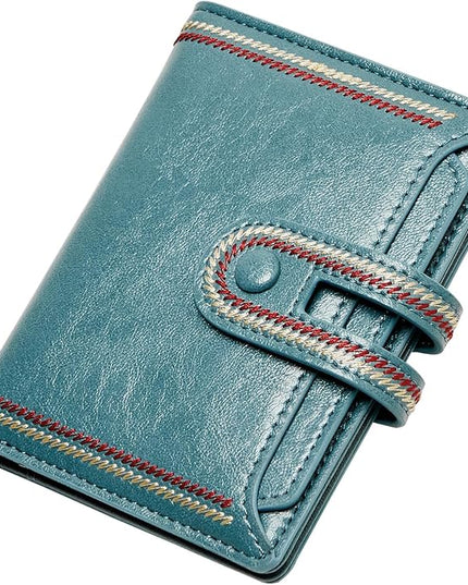 TFKGS Small Wallet for Women Vegan Leather RFID Blocking Bifold Compact Credit Card Holder with Zipper Coin Pocket Blue