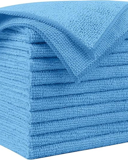 AIDEA Microfiber Cleaning Cloth Blue 10PK, Microfiber Towels for Cars, Premium Car Cloths, Dusting Cloth Lint Free Cleaning Rags for SUVs, House, Kitchen, Window, Workshops,12×12"