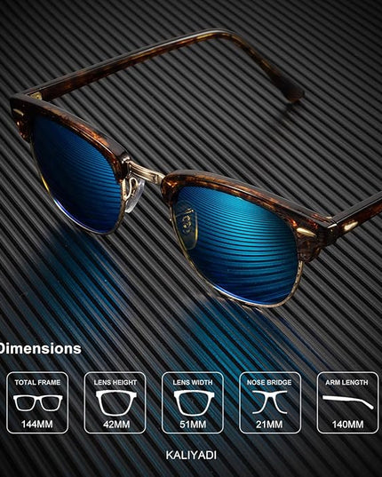 KALIYADI Polarized Sunglasses for Men and Women Semi-Rimless Frame Driving Sun glasses UV Blocking