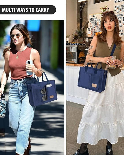 Canvas Tote Bag for Women Crossbody Work Purse with Pockets Top Handle Handbag Satchel Bags for Travel Nurse Teacher