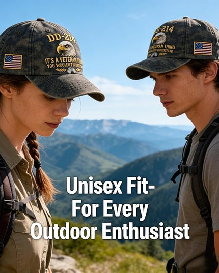 Veteran Baseball Cap - Adjustable DD-214 Hat for US Military Veterans, Service Pride Gift for Men & Women, Comfortable & Durable Everyday Wear Grey