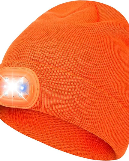 AOPREL Beanie with The Light, Unisex USB Rechargeable Headlamp Winter Knitted Cap for Men Dad Husband