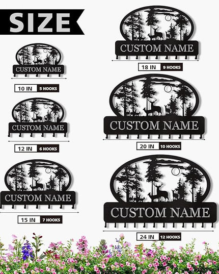 Dyoart Personalized Key Holder for Wall, Custom Metal Deer Cabin Key Hooks with Name, Metal Key Holder Hooks Organizer Rack, Key Hanger Decor for Kitchen, Entryway, Hallway, Office, Doorway