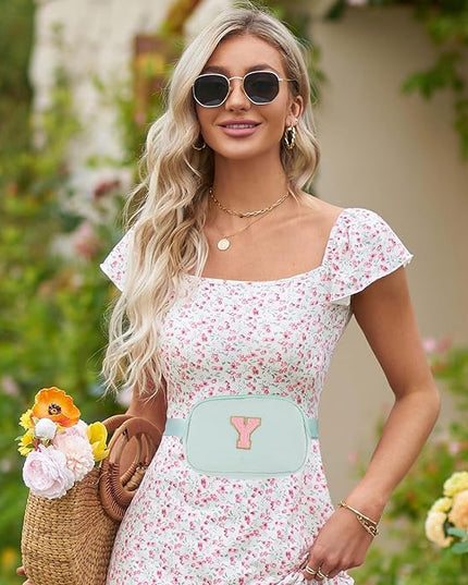 Glratn Initial Letter Fanny Pack for Girls,Patch Belt Bag,Toddler Crossbody Bags，Gifts for 3 4 5 6 7 8 9 10 11 12 Year Old Teens Kids,Christmas Graduation Gifts for Teen Girls ，(Light green-D)