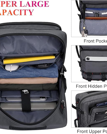 WITZMAN Carry On Travel Backpack for Men Duffle Bags Fit 17 Inch Laptop Airline Approved Laptop Backpack(B685 Silvery Grey)