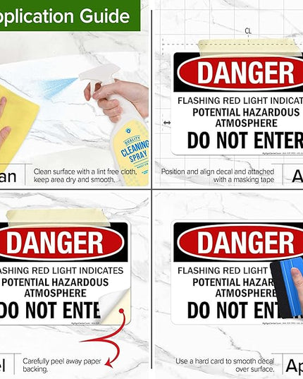 Danger Flashing Red Light Indicates Potential Hazardous Atmosphere Do Not Enter Sign, 10x7 Inches, 4 Mil Vinyl Decal Stickers Weather Resistant, Made in USA by My Sign Center