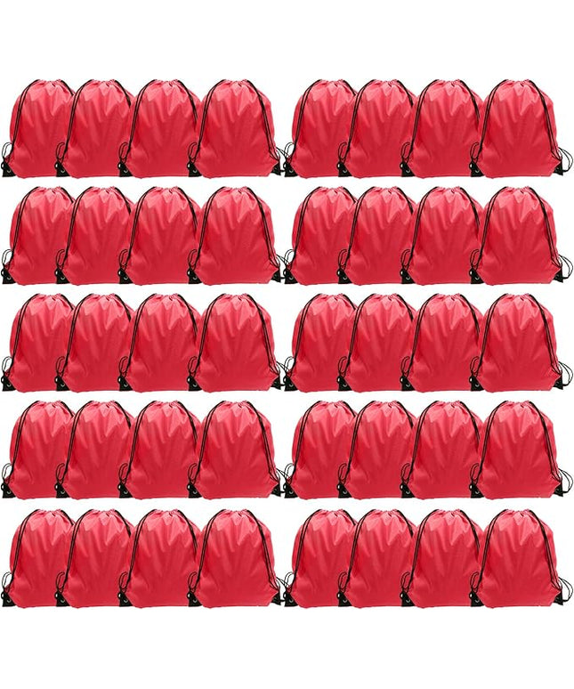 GoodtoU Drawstring Backpack, Nylon Cinch Sack Gym Bag for Sport, Traveling, Team (40Pcs, Cherry)