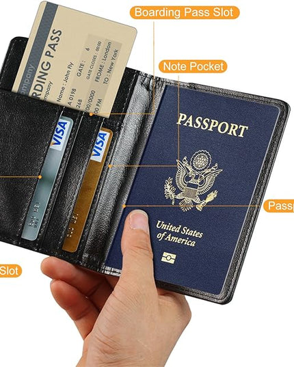 Passport Holder Cover Case PU Leather RFID Blocking Card Pockets Holder Cute Luggage Magnetic Wallet Passport Holder Case for travel Women Men, Don't Touch