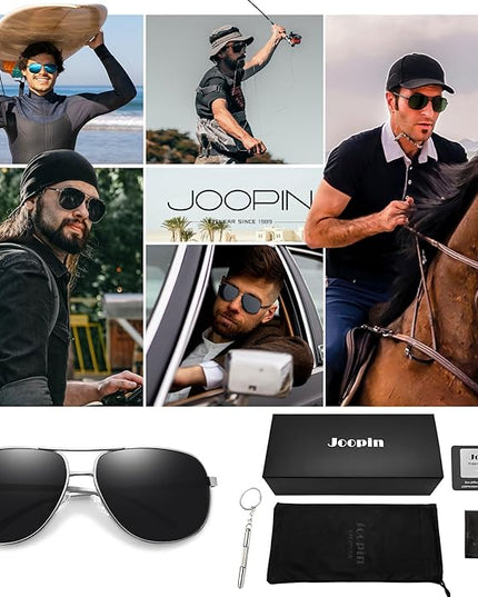 Joopin Polarized Metal Aviation Sunglasses Men, Classic Military Sun Glasses Women, Rectangle Shades UV400 Protection Costume