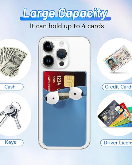 SHANSHUI Phone Card Holder Stick on, CellPhone Silicone Sticky Wallet Sleeve Pocket Business ID Credit Card Comptible for iPhone, Android & Most Smartphones - 5 Pack