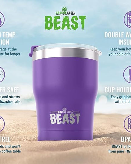 Beast 10 oz Tumbler Stainless Steel Vacuum Insulated Coffee Ice Cup Double Wall Travel Flask (Purple)