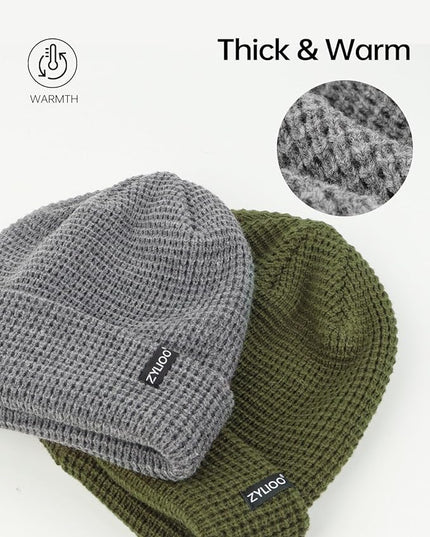 Zylioo XXL Oversize Waffle Knit Beanie,Large Winter Warm Hats for Men Women, Durable Premium Toboggan Hat for Big Heads