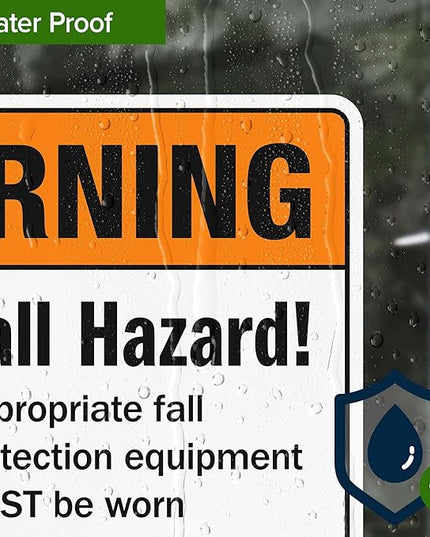 Warning Fall Hazard Appropriate Fall Protection Equipment Sign, 10x7 Inches, 4 Mil Vinyl Decal Stickers Weather Resistant, Made in USA by My Sign Center