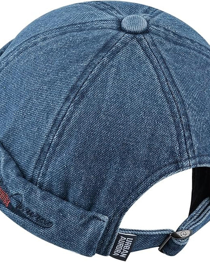 Croogo Denim Docker Hat Fashion Brimless Beanie Hat Retro Worker Skull Cap Rolled Cuff Sailor Cap Hip Hop Dancing Watch Cap