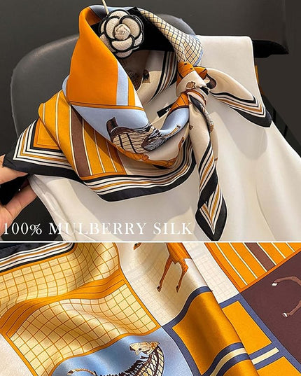 100% Mulberry Silk Scarf for Women Hair Lightweight Square Neckerchief Wrap For Head Scarves 21"
