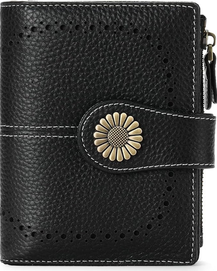 SENDEFN Small Womens Wallet Leather Bifold Card Holder RFID Blocking with Zipper Coin Pocket