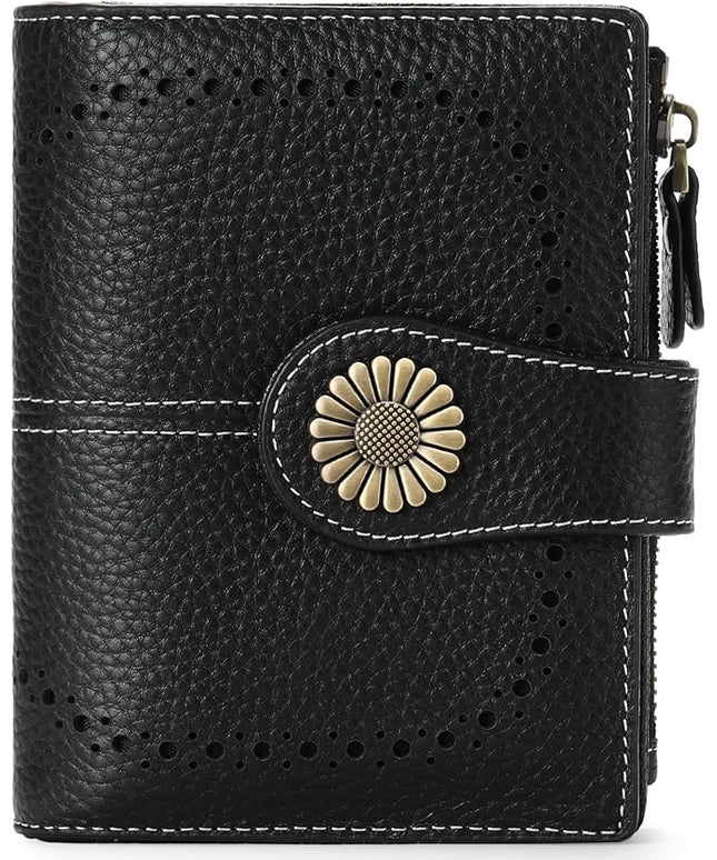 SENDEFN Small Womens Wallet Leather Bifold Card Holder RFID Blocking with Zipper Coin Pocket
